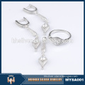 Alibaba express diamond crystal pendant necklaces and earrings set fashion women silver 925 rani haar jewelry set